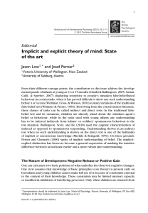 Implicit and explicit theory of mind: State of the art