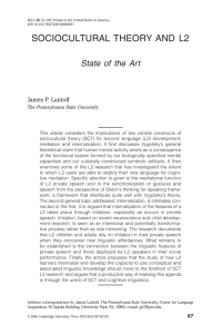 SOCIOCULTURAL THEORY AND L2: State of the Art | Cambridge