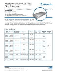 Precision Military Qualified Chip Resistors