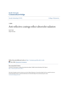 Anti-reflective coatings reflect ultraviolet radiation