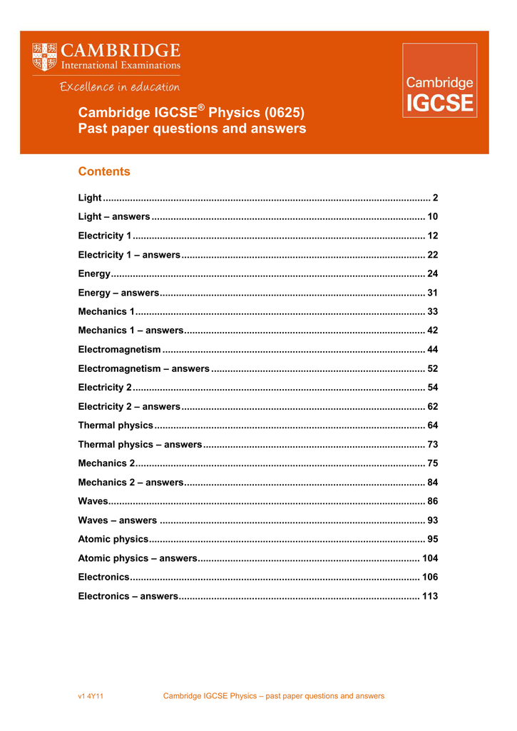 Cambridge Igcse Physics 0625 Past Paper Questions And Answers