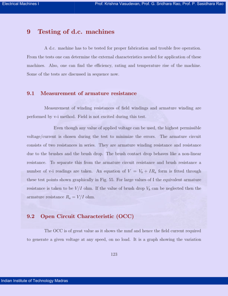 9 Testing of dc machines