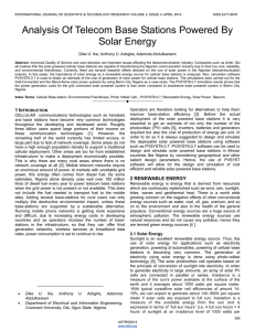 Analysis Of Telecom Base Stations Powered By Solar Energy