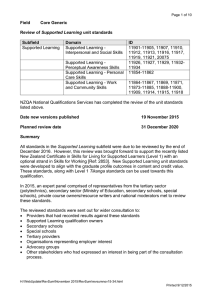 Review of Supported Learning unit standards