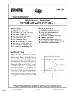 High-Speed, Precision Difference Amplifier (G = 1