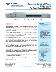 Remote Control Panel - Teledyne Paradise Datacom