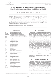 A New Approach for Modeling the Photovoltaic Cell Using