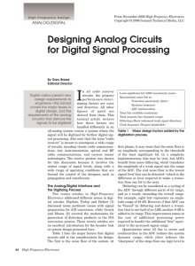Designing Analog Circuits for Digital Signal Processing
