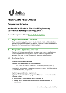 PROGRAMME REGULATIONS Programme Schedule National