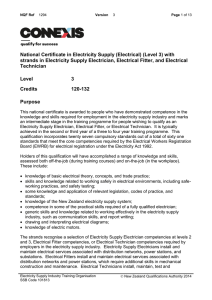 National Certificate in Electricity Supply Electrical with
