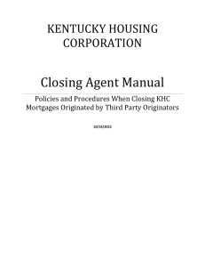 Closing Agent Manual - Kentucky Housing Corporation