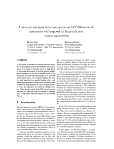 A network intrusion detection system on IXP1200 network