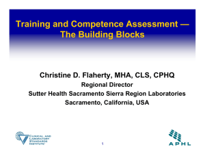 Training and Competence Assessment — The Building Blocks