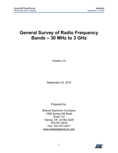 General Survey of Radio Frequency Bands – 30 MHz to 3 GHz