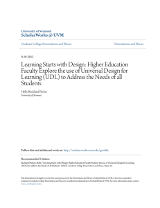 Higher Education Faculty Explore the use of Universal Design for