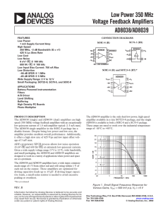 AD8038/AD8039 Low Power 350 MHz Voltage Feedback Amplifiers