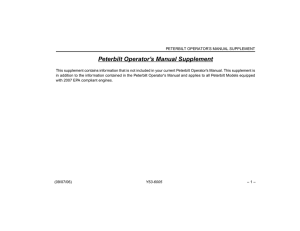Peterbilt Operator`s Manual Supplement