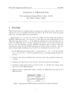 Laboratory 2: Differential Pairs 1 Pre-Lab