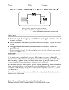 VOLTAGE IN SIMPLE DC CIRCUITS AND OHM`S LAW