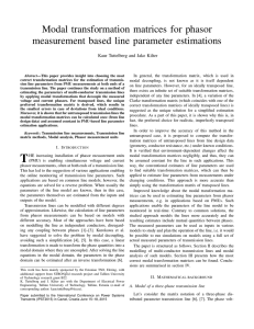 Modal transformation matrices for phasor measurement