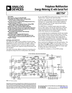 ADE7754 Polyphase Multifunction Energy Metering IC with Serial