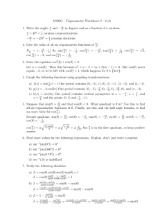 M305G - Trigonometry Worksheet 2
