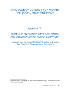 ESOMAR Guide on Passive Data Collection, Observation and