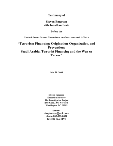 Terrorism Financing: Origination, Organization