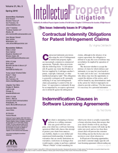 Contractual Indemnity Obligations for Patent Infringement Claims
