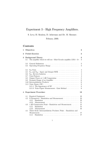 Experiment 3 - High Frequency Amplifiers.