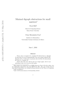 Minimal digraph obstructions for small matrices∗ arXiv