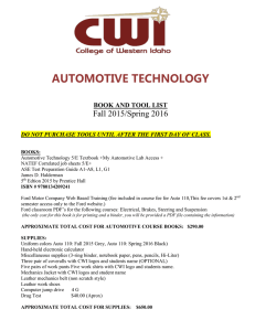 AUTOMOTIVE TECHNOLOGY BOOK AND TOOL LIST