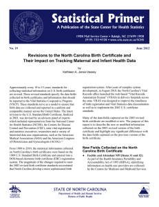Revisions to the North Carolina Birth Certificate and Their Impact on