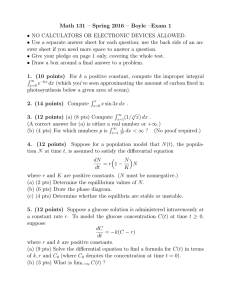 Math 131 – Spring 2016 – Boyle –Exam 1 • NO CALCULATORS OR