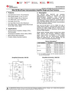 INAx126 MicroPower Instrumentation Amplifier Single and Dual