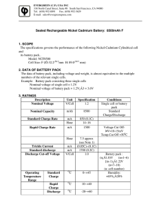 Sealed Rechargeable Nickel Cadmium Battery: 8500mAh F 1