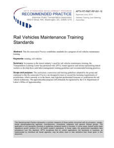 Rail Vehicles Maintenance Training Standards