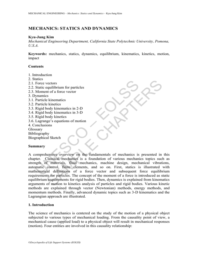Statics And Dynamics Mechanics Fundamentals