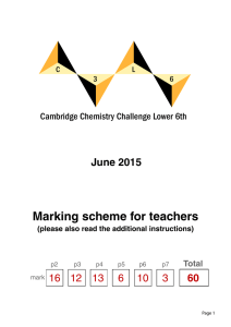 Marking scheme for teachers - Cambridge Chemistry Challenge