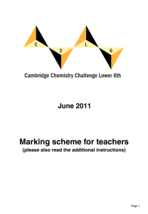 Marking scheme for teachers - Cambridge Chemistry Challenge