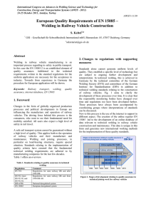 European Quality Requirements of EN 15085 – Welding in Railway