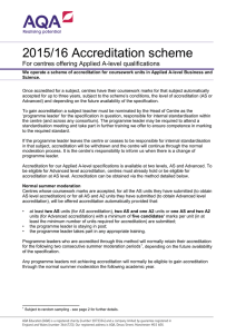Accreditation Scheme Outline 2015-16