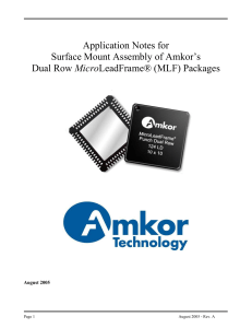 Application Notes for Surface Mount Assembly of Amkor`s Dual Row