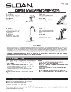 Installation Instructions for Sloan SF Series Electronic Sensor