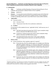 A. Introduction Title: Verification and Data Reporting of Generator