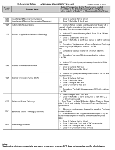 St. Lawrence College ADMISSION REQUIREMENTS 2016/17 Notes