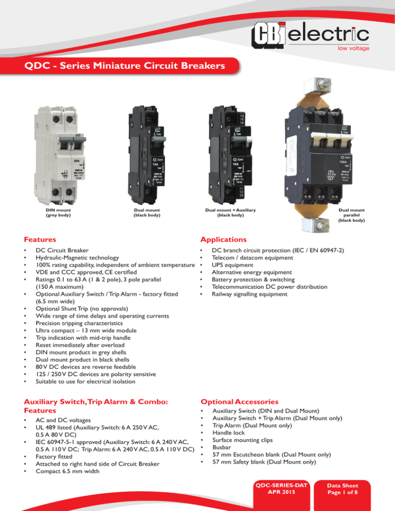 Qdc Series Miniature Circuit Breakers Cbi