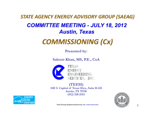 COMMISSIONING (Cx) - State Energy Conservation Office