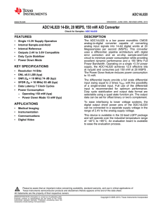 ADC14L020 14-Bit, 20 MSPS, 150 mW A/D Converter (Rev. D)