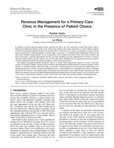 Revenue Management for a Primary-Care Clinic in the Presence of